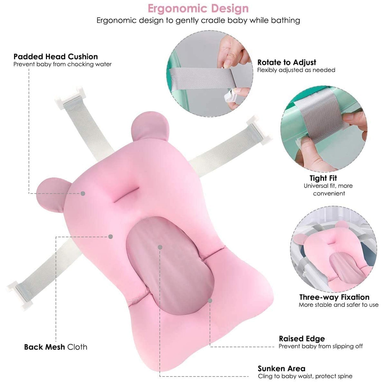 7522 Baby Bath Pillow Newborn Anti-Slip Bathtub Pad Foldable with Strap For 0-6 Month Baby DeoDap 7522 Baby Bath Pillow Newborn Anti-Slip Bathtub Pad Foldable with Strap For 0-6 Month Baby DeoDap